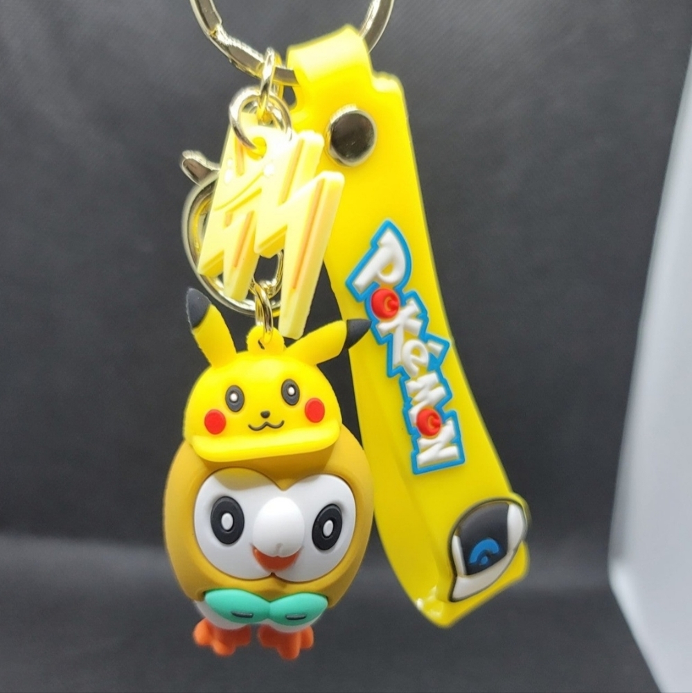 Rowlett × Pikachu 3D Pokemon Figure Keychain